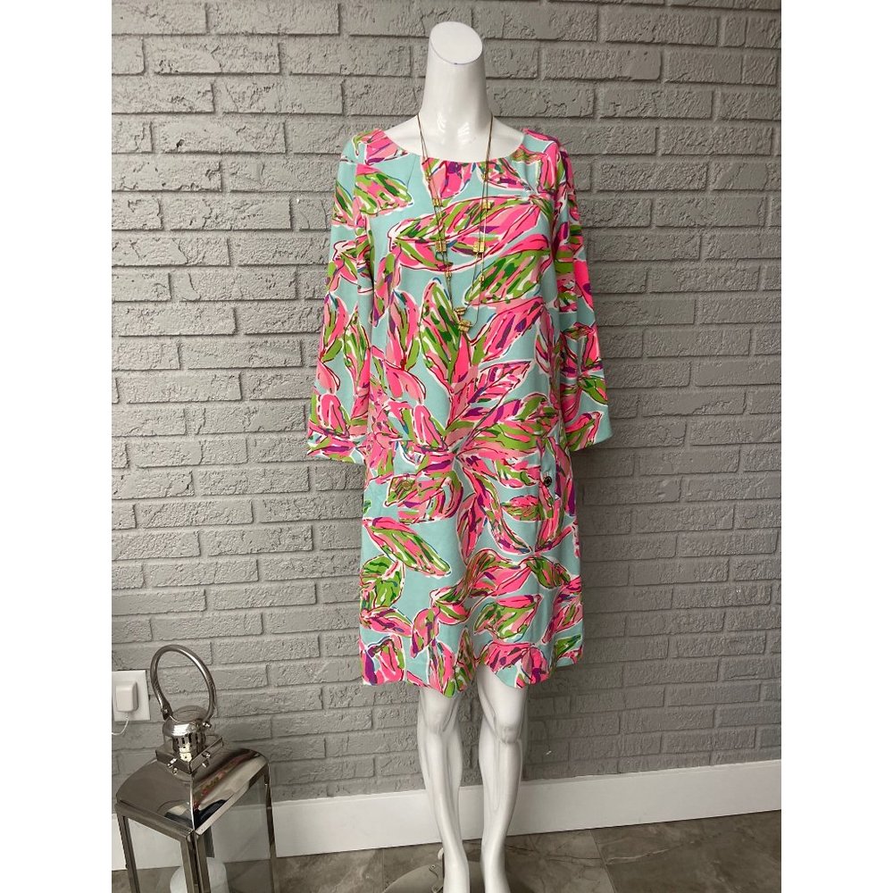 Lilly Pulitzer Long Sleeve Multicolored Shift Dress Size L